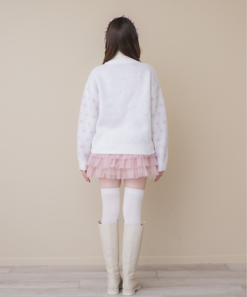 Lolime by mellfy memory(ロリミー バイ メルフィーメモリー)の「ribbon & floral cowichan knit zip up(カーディガン/ボレロ・レディース・ピンク/ブルー・FREE)」の10枚目の写真
