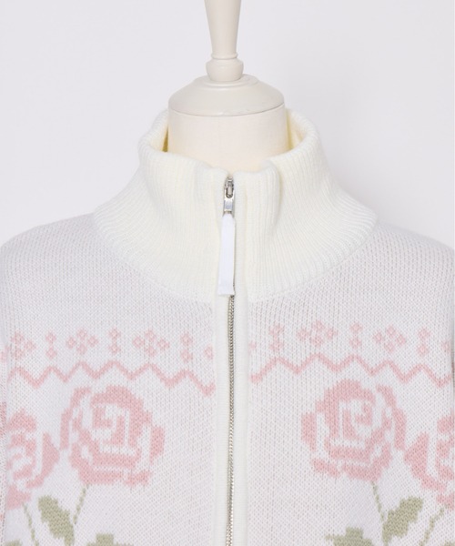 Lolime by mellfy memory(ロリミー バイ メルフィーメモリー)の「ribbon & floral cowichan knit zip up(カーディガン/ボレロ・レディース・ピンク/ブルー・FREE)」の17枚目の写真