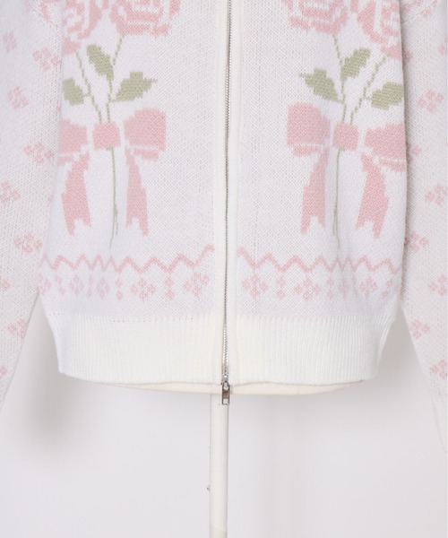 Lolime by mellfy memory(ロリミー バイ メルフィーメモリー)の「ribbon & floral cowichan knit zip up(カーディガン/ボレロ・レディース・ピンク/ブルー・FREE)」の18枚目の写真