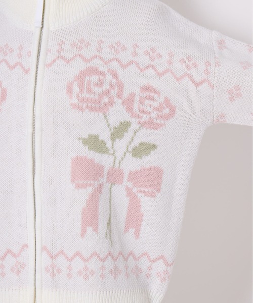 Lolime by mellfy memory(ロリミー バイ メルフィーメモリー)の「ribbon & floral cowichan knit zip up(カーディガン/ボレロ・レディース・ピンク/ブルー・FREE)」の19枚目の写真