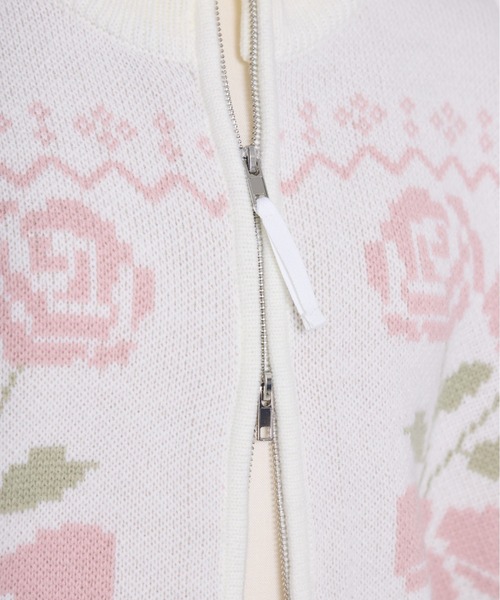 Lolime by mellfy memory(ロリミー バイ メルフィーメモリー)の「ribbon & floral cowichan knit zip up(カーディガン/ボレロ・レディース・ピンク/ブルー・FREE)」の20枚目の写真