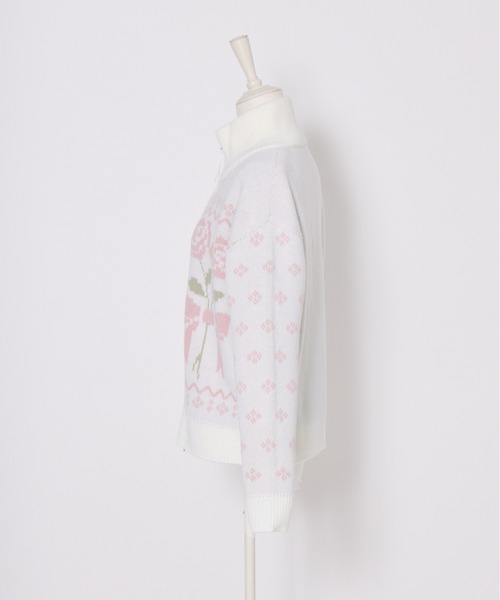 Lolime by mellfy memory(ロリミー バイ メルフィーメモリー)の「ribbon & floral cowichan knit zip up(カーディガン/ボレロ・レディース・ピンク/ブルー・FREE)」の15枚目の写真