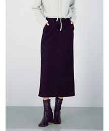 Crepe Suede Bending Skirt _Black