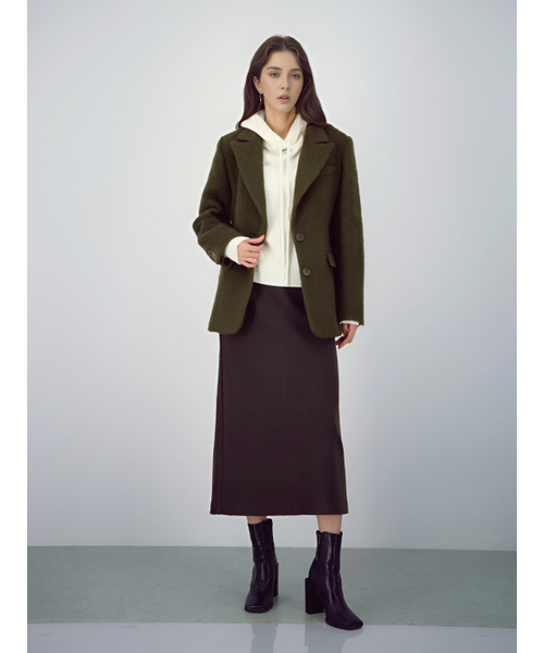 ACUD(アクド)の「Crepe Suede Bending Skirt _Black(スカート・レディース・ブラック・MEDIUM/SMALL)」の2枚目の写真