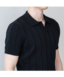 ALLCLASSIC（オールクラシック）の「ALCKT029 Washable Lip Open Collar Knit_black（ポロシャツ）」