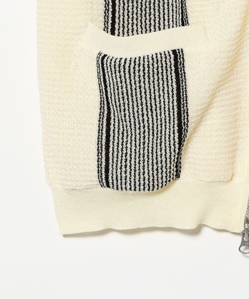 BEAMS PLUS(ビームスプラス)の「Zip Knit Polo Stripe(ポロシャツ・メンズ・オフホワイト/オリーブ/チャコールグレー・SMALL/X-LARGE/MEDIUM/LARGE)」の14枚目の写真
