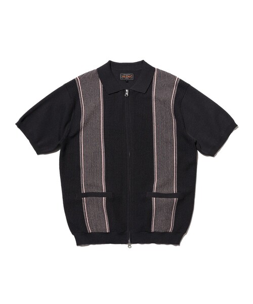 BEAMS PLUS(ビームスプラス)の「Zip Knit Polo Stripe(ポロシャツ・メンズ・オフホワイト/オリーブ/チャコールグレー・SMALL/X-LARGE/MEDIUM/LARGE)」の18枚目の写真