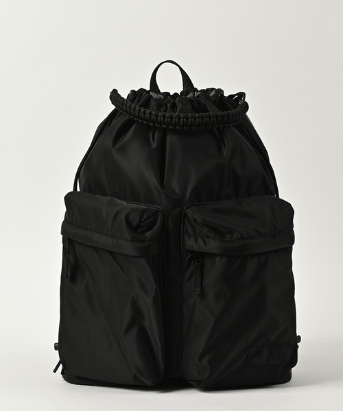 ADAM PATEK（アダムパテック）の「《ADAMPATEK》double pockets drawstring backpack/ダブルポケットバックパック（バックパック/リュック・メンズ・ブラック/グレー・FREE）」の2枚目の写真