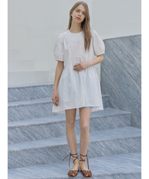 Puff Shirring Mini Dress - IVORY