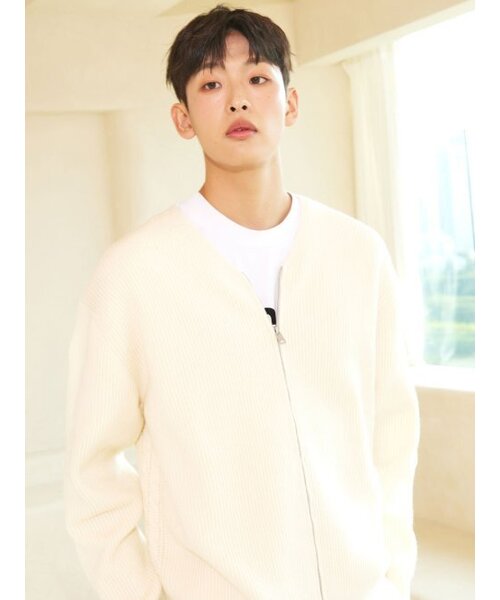 AYIHOLIC CASHMERE(アイホリックカシミア)の「ダブルジップ ゴルジ ワイカーディガン アイボリー #3COLOR(ニット/セーター・レディース・アイボリー・M/L)」の4枚目の写真