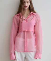 ODER（オディエール）の「シースルーナイロンシャツ-ピンク（シャツ/ブラウス）」