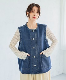 studio CLIP | ノーカラーデニムベスト《CLIP denim》(ベスト)
