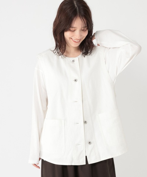 studio CLIP（スタディオクリップ）の「ノーカラーデニムベスト《CLIP denim》（ベスト・レディース・ホワイト/ブルー・FREE）」の7枚目の写真