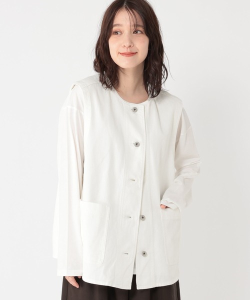 studio CLIP（スタディオクリップ）の「ノーカラーデニムベスト《CLIP denim》（ベスト・レディース・ホワイト/ブルー・FREE）」の8枚目の写真