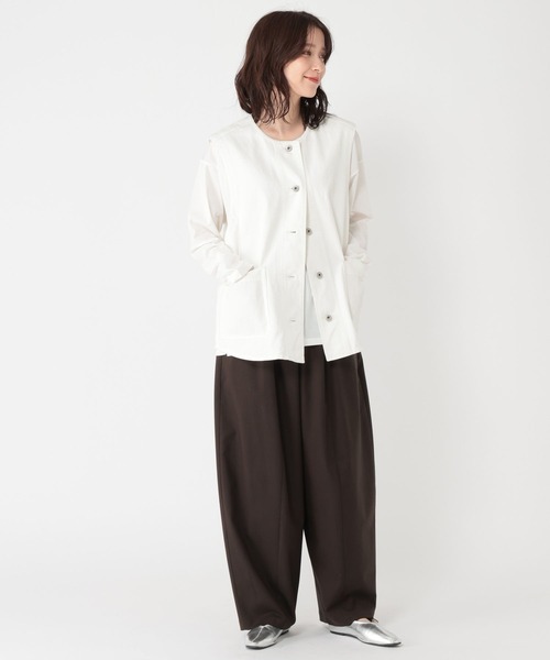 studio CLIP（スタディオクリップ）の「ノーカラーデニムベスト《CLIP denim》（ベスト・レディース・ホワイト/ブルー・FREE）」の10枚目の写真