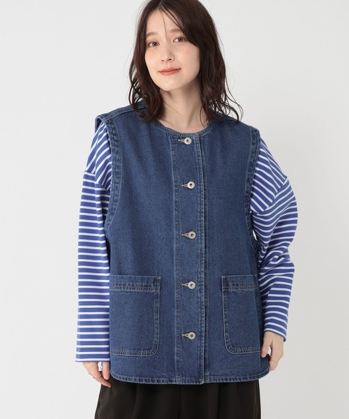 studio CLIP（スタディオクリップ）の「ノーカラーデニムベスト《CLIP denim》（ベスト・レディース・ホワイト/ブルー・FREE）」の22枚目の写真