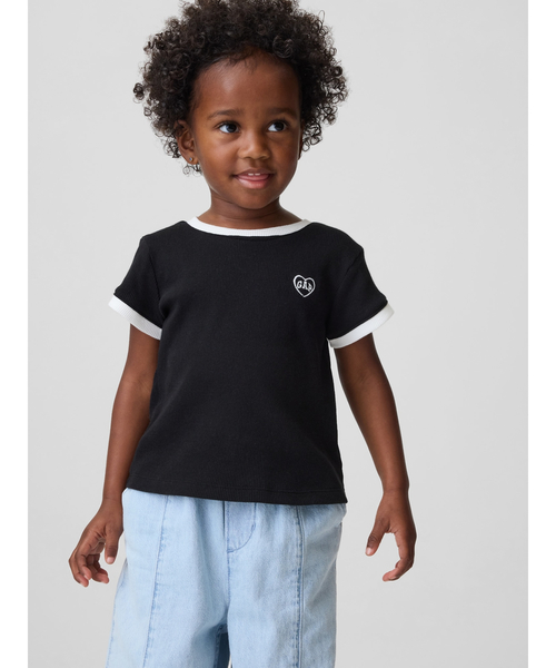GAP(ギャップ)の「babyGap GAPロゴ リブ リンガーTシャツ(Tシャツ/カットソー・キッズ・ラベンダー/ピンク/ブラック/オフホワイト・80cm/95cm/100cm/105cm/110cm/90cm)」の2枚目の写真