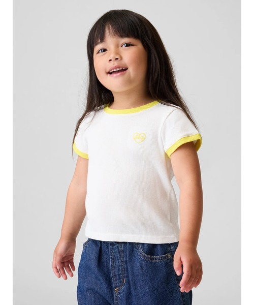 GAP(ギャップ)の「babyGap GAPロゴ リブ リンガーTシャツ(Tシャツ/カットソー・キッズ・ラベンダー/ピンク/ブラック/オフホワイト・80cm/95cm/100cm/105cm/110cm/90cm)」の1枚目の写真