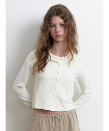 logo round cardigan set - cream