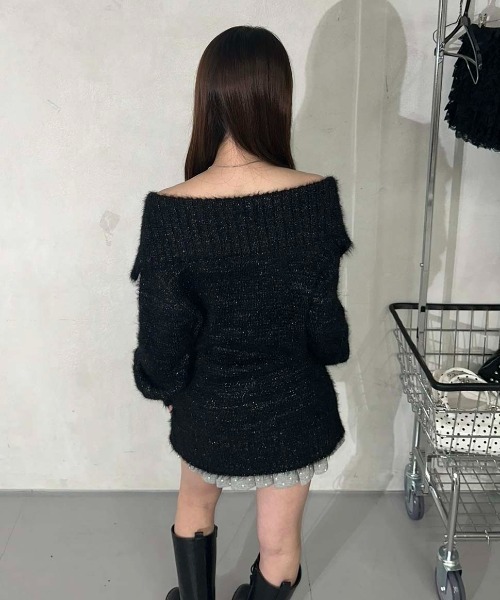 sedacle girl（セダクルガール）の「ラメシャギーオフショルニット（ニット/セーター・レディース・チャコールグレー/ブラック/アイボリー・FREE）」の17枚目の写真