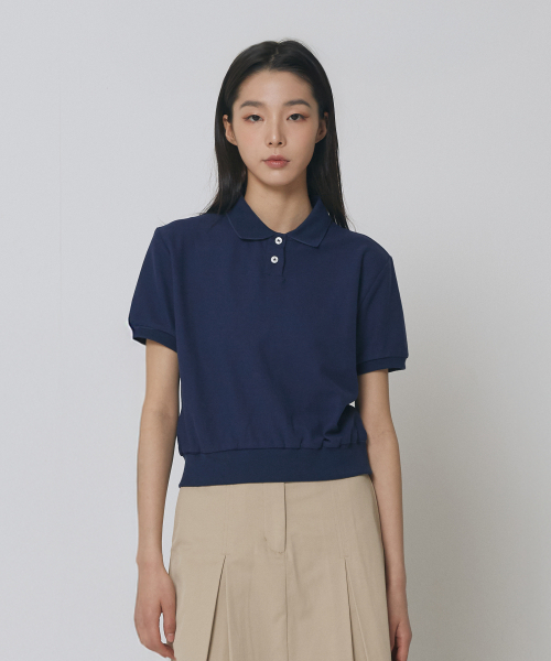 Pike‑crop T‑shirt _ Navy