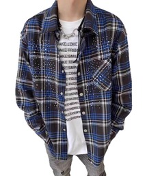 almo（アルモ）の「【Bls】【Bling Leads】ラインストーンチェックシャツ（シャツ/ブラウス）」