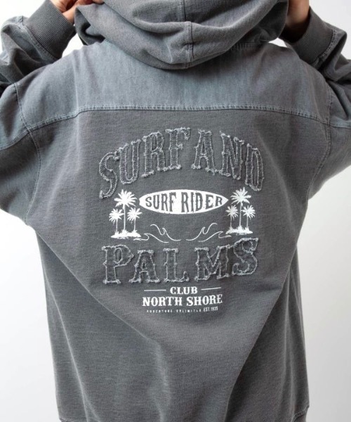 Kahiko(カヒコ)の「【Kahiko】SURF&Palms ショアMEN'Sジップアップパーカー(パーカー・メンズ・ネイビー/ライトブルー/グレー・FREE)」の9枚目の写真