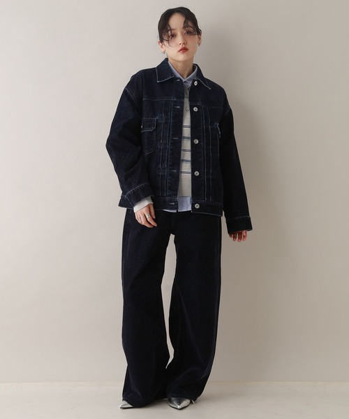 RAGEBLUE（レイジブルー）の「配色ボーダーニットポロ（ニット/セーター・レディース・グレー/ボルドー・FREE）」の5枚目の写真