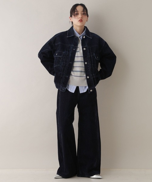 RAGEBLUE（レイジブルー）の「配色ボーダーニットポロ（ニット/セーター・レディース・グレー/ボルドー・FREE）」の6枚目の写真