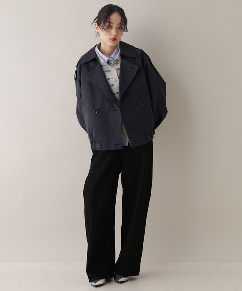 RAGEBLUE（レイジブルー）の「配色ボーダーニットポロ（ニット/セーター・レディース・グレー/ボルドー・FREE）」の11枚目の写真