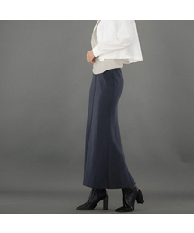 Back Slit Bending Long Skirt _Navy