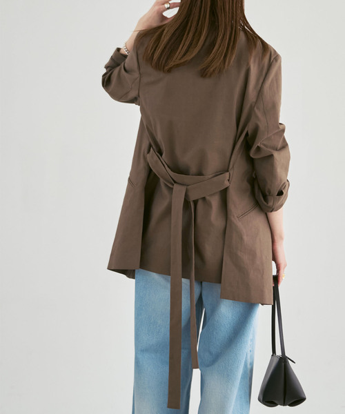 Noble（ノーブル）の「麻ストレッチVカラージャケット（ノーカラージャケット・レディース・チャコールグレー/ブラウン/ベージュ系その他・40/38/36/34）」の17枚目の写真