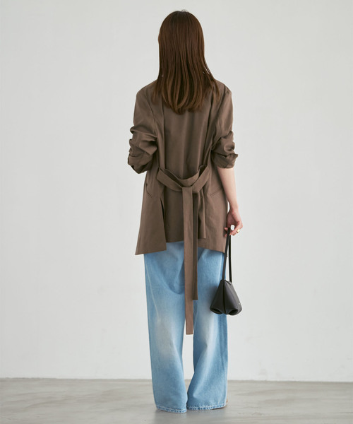 Noble（ノーブル）の「麻ストレッチVカラージャケット（ノーカラージャケット・レディース・チャコールグレー/ブラウン/ベージュ系その他・40/38/36/34）」の19枚目の写真