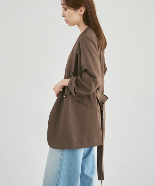 Noble（ノーブル）の「麻ストレッチVカラージャケット（ノーカラージャケット・レディース・チャコールグレー/ブラウン/ベージュ系その他・40/38/36/34）」の21枚目の写真