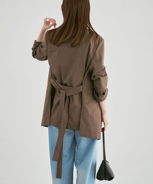 Noble（ノーブル）の「麻ストレッチVカラージャケット（ノーカラージャケット・レディース・チャコールグレー/ブラウン/ベージュ系その他・40/38/36/34）」の22枚目の写真