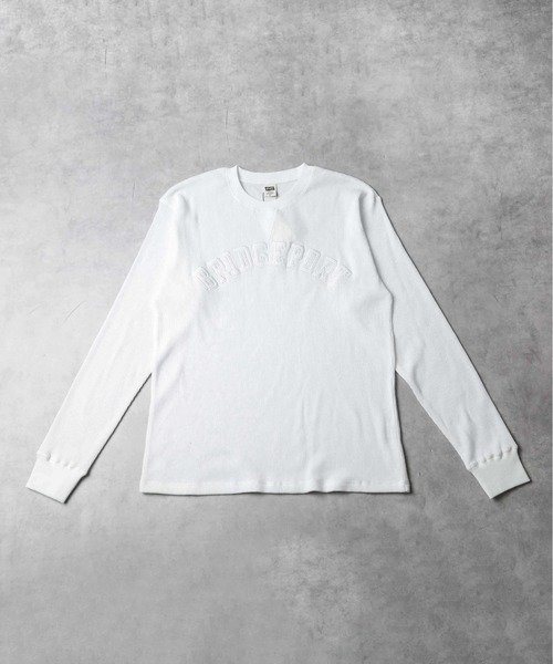B.I.D.(ビーアイディー)の「《ワッフル アップリケロングスリーブTシャツ》(Tシャツ/カットソー・メンズ・ホワイト/オートミール/ブラック・MEDIUM)」の1枚目の写真