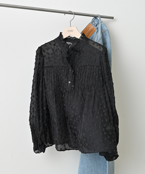 SLOBE IENA（スローブイエナ）の「《WEB限定/追加》フラワージャガードフリルブラウス（シャツ/ブラウス・レディース・ホワイト/ブラック・FREE）」の18枚目の写真