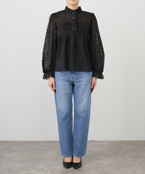 SLOBE IENA（スローブイエナ）の「《WEB限定/追加》フラワージャガードフリルブラウス（シャツ/ブラウス・レディース・ホワイト/ブラック・FREE）」の6枚目の写真