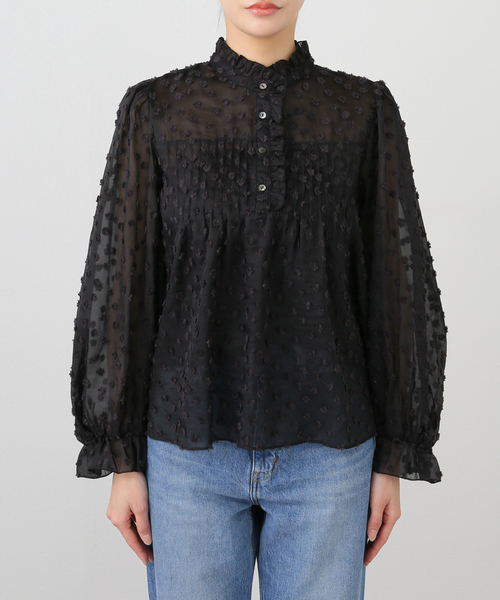 SLOBE IENA（スローブイエナ）の「《WEB限定/追加》フラワージャガードフリルブラウス（シャツ/ブラウス・レディース・ホワイト/ブラック・FREE）」の14枚目の写真