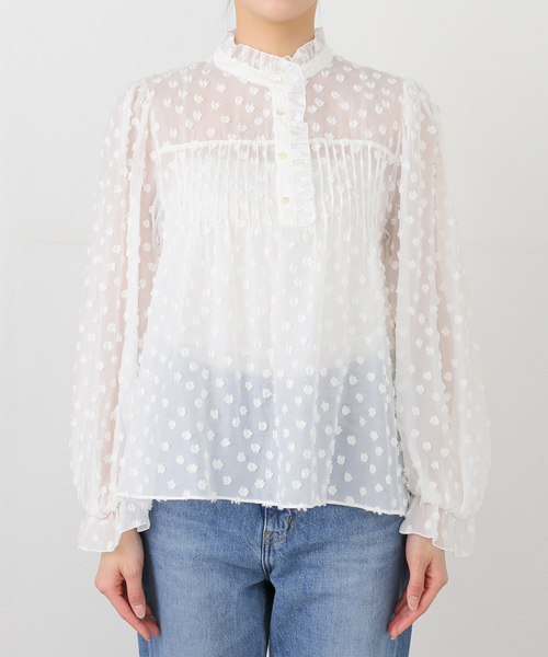 SLOBE IENA（スローブイエナ）の「《WEB限定/追加》フラワージャガードフリルブラウス（シャツ/ブラウス・レディース・ホワイト/ブラック・FREE）」の16枚目の写真