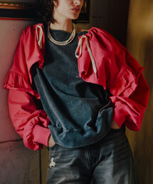 Champion×Freada/チャンピオン ギャザー×フリル ジップショートボレロ