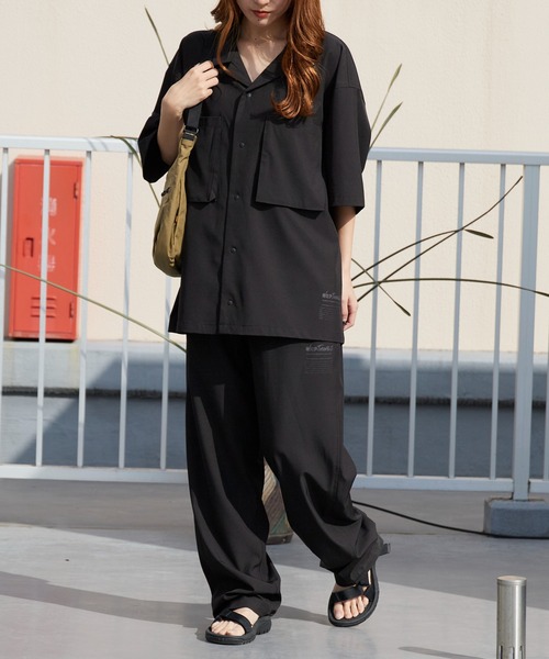 WILD THINGS（ワイルドシングス）の「WILD THINGS/ワイルドシングス OPEN COLLAR POCKET SHIRT ミリタリータグ オープンカラーシャツ 2026年春夏（シャツ/ブラウス・メンズ・ブラック/グレー・M/L/XL）」の13枚目の写真