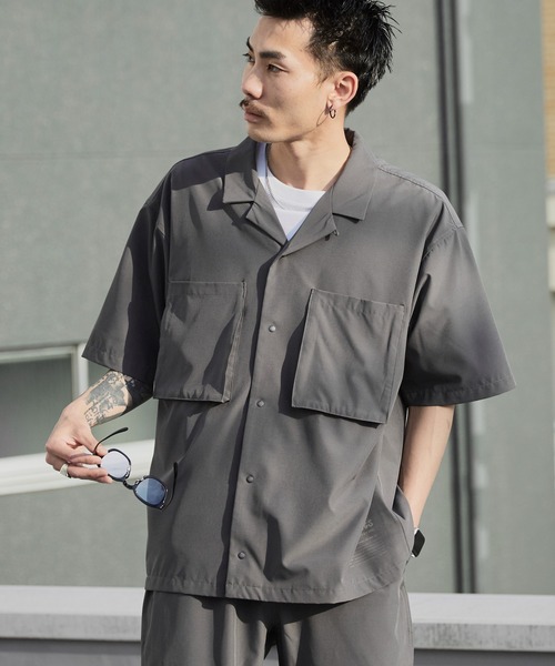 WILD THINGS（ワイルドシングス）の「WILD THINGS/ワイルドシングス OPEN COLLAR POCKET SHIRT ミリタリータグ オープンカラーシャツ 2026年春夏（シャツ/ブラウス・メンズ・ブラック/グレー・M/L/XL）」の17枚目の写真