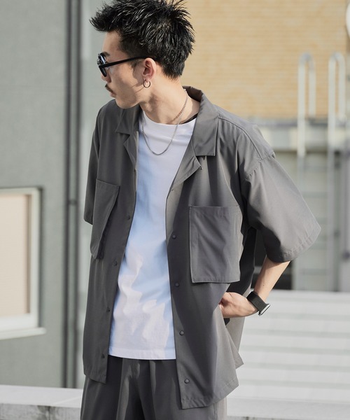 WILD THINGS（ワイルドシングス）の「WILD THINGS/ワイルドシングス OPEN COLLAR POCKET SHIRT ミリタリータグ オープンカラーシャツ 2026年春夏（シャツ/ブラウス・メンズ・ブラック/グレー・M/L/XL）」の21枚目の写真