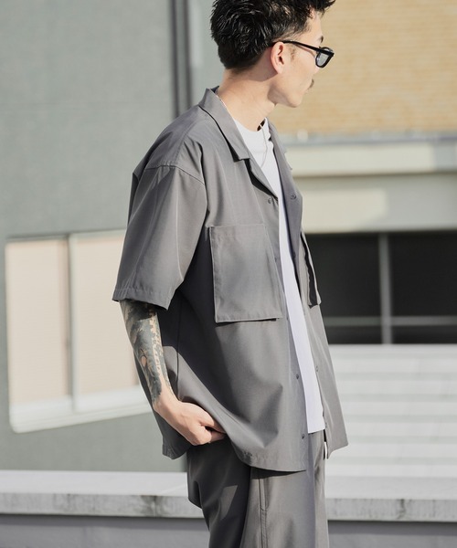 WILD THINGS（ワイルドシングス）の「WILD THINGS/ワイルドシングス OPEN COLLAR POCKET SHIRT ミリタリータグ オープンカラーシャツ 2026年春夏（シャツ/ブラウス・メンズ・ブラック/グレー・M/L/XL）」の22枚目の写真
