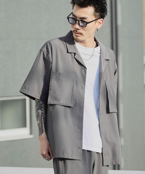 WILD THINGS（ワイルドシングス）の「WILD THINGS/ワイルドシングス OPEN COLLAR POCKET SHIRT ミリタリータグ オープンカラーシャツ 2026年春夏（シャツ/ブラウス・メンズ・ブラック/グレー・M/L/XL）」の22枚目の写真