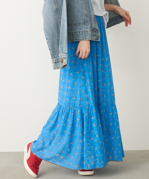 Unitage（ユニテージ）の「小花ティアードスカート（スカート・レディース・アイボリー/ブルー/ネイビー・FREE）」の9枚目の写真