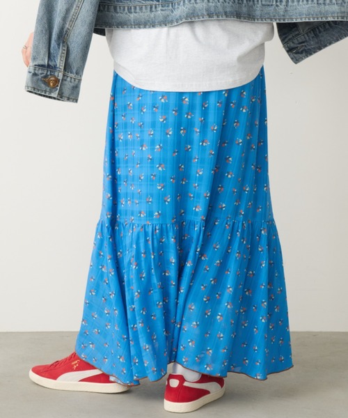Unitage（ユニテージ）の「小花ティアードスカート（スカート・レディース・アイボリー/ブルー/ネイビー・FREE）」の10枚目の写真