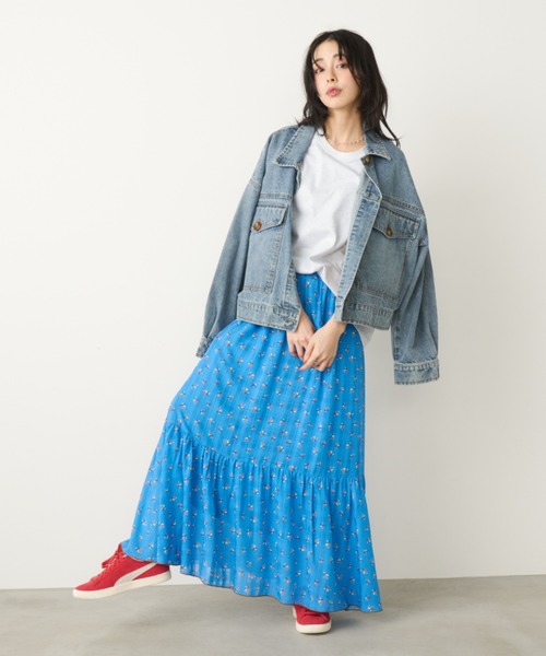 Unitage（ユニテージ）の「小花ティアードスカート（スカート・レディース・アイボリー/ブルー/ネイビー・FREE）」の14枚目の写真