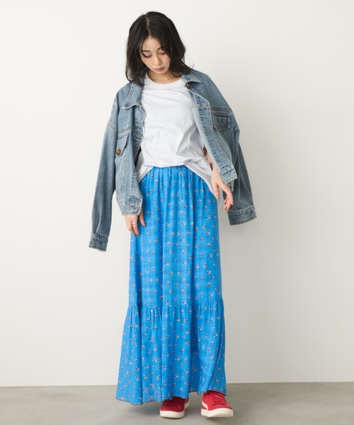 Unitage（ユニテージ）の「小花ティアードスカート（スカート・レディース・アイボリー/ブルー/ネイビー・FREE）」の12枚目の写真